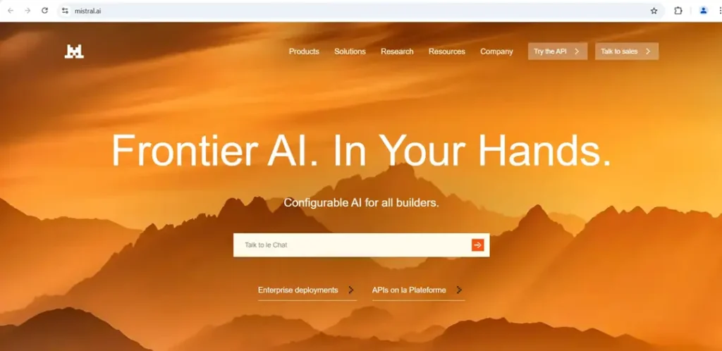 Mistral AI screen shot