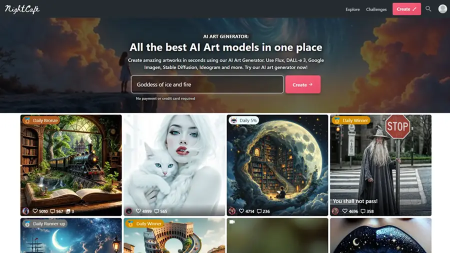 Night cagfe AI art generator