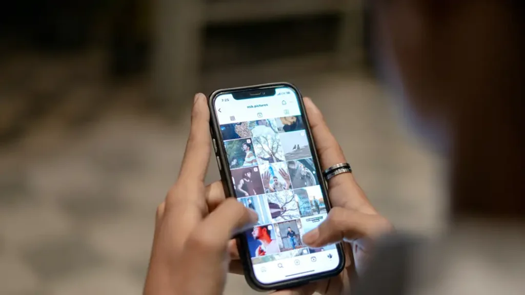 Person using a smartphone for social search